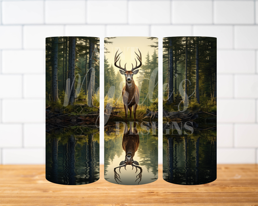 RTS 00653 - Majestic forest buck - 30oz skinny tumbler