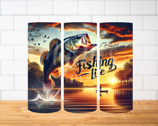 RTS 00868 - Gotta love that fishing life - 30oz skinny tumbler