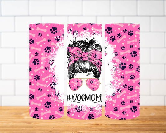 RTS 00840 - #dogmom pink - 20oz skinny tumbler