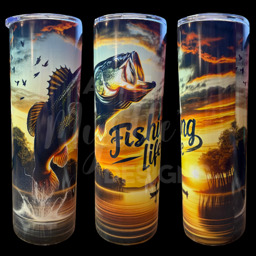 RTS 00868 - Fishing life - 30oz skinny tumbler
