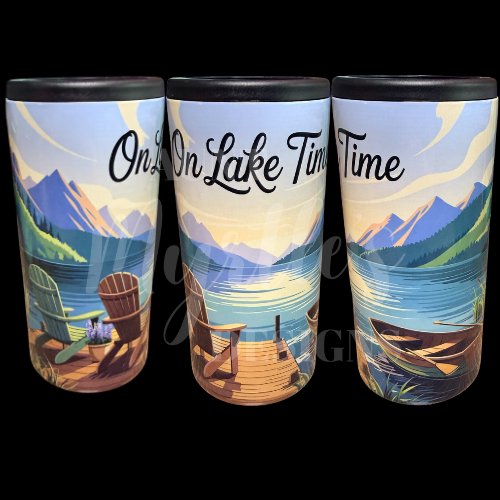 RTS 00879 - On Lake Time - Skinny Can Cooler